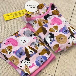 Little Sleepies Pink Dog Print Pajama Pants Set 9/10 NEW!
